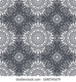 Seamless Ethnic Pattern with Mandalas. Arabesque Rapport for Print, Calico, Chintz, Wallpaper. Damask Motif in Vintage Style. Seamless Texture for Ethnic Design.