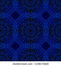 Seamless Ethnic Pattern with Mandalas. Arabesque Rapport for Print, Calico, Chintz, Wallpaper. Damask Motif in Vintage Style. Seamless Texture for Ethnic Design.