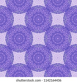 Seamless Ethnic Pattern with Mandalas. Arabesque Rapport for Print, Calico, Chintz, Wallpaper. Damask Motif in Vintage Style. Seamless Texture for Ethnic Design.