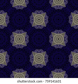 Seamless Ethnic Pattern with Mandalas. Arabesque Rapport for Print, Calico, Chintz, Wallpaper. Damask Motif in Vintage Style. Seamless Texture for Ethnic Design.