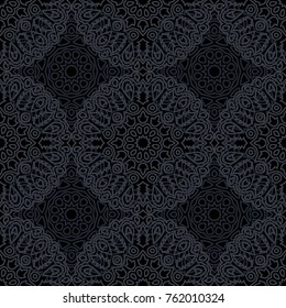 Seamless Ethnic Pattern with Mandalas. Arabesque Rapport for Print, Calico, Chintz, Wallpaper. Damask Motif in Vintage Style. Seamless Texture for Ethnic Design.