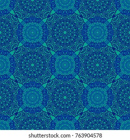 Seamless Ethnic Pattern with Mandalas. Arabesque Rapport for Print, Calico, Chintz, Wallpaper. Damask Motif in Vintage Style. Seamless Texture for Ethnic Design.