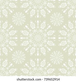 Seamless ethnic pattern with mangalas. Vector, indian. For fabric, web-sites and paper. Boho chic design. Summer fashion. For wallpaper, pattern fills, coloring books and pages for kids and adults.