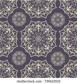 Seamless ethnic pattern with mangalas. Vector, indian. For fabric, web-sites and paper. Boho chic design. Summer fashion. For wallpaper, pattern fills, coloring books and pages for kids and adults.