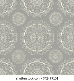 Seamless ethnic pattern with mangalas. Vector, indian. For fabric, web-sites and paper. Boho chic design. Summer fashion. For wallpaper, pattern fills, coloring books and pages for kids and adults.