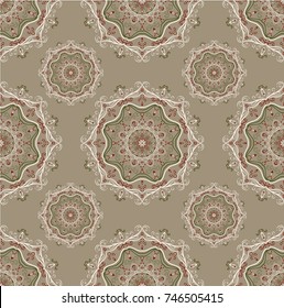 Seamless ethnic pattern with mangalas. Vector, indian. For fabric, web-sites and paper. Boho chic design. Summer fashion. For wallpaper, pattern fills, coloring books and pages for kids and adults.
