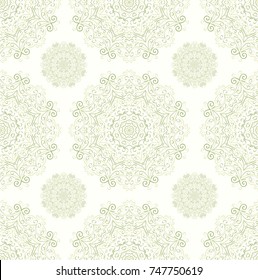 Seamless ethnic pattern with mangalas. Vector, indian. For fabric, web-sites and paper. Boho chic design. Summer fashion. For wallpaper, pattern fills, coloring books and pages for kids and adults.