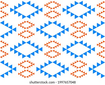 seamless ethnic pattern minimal design. Blue and orange vector illustration