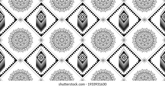 Seamless ethnic pattern in mint tints.Tribal seamless colorful geometric pattern.Ethnic vector texture.Traditional ornament.Embroidery texture with geometric ornament.Pattern for surface design.EPS10