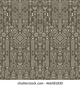 seamless ethnic pattern with native American motifs, vector