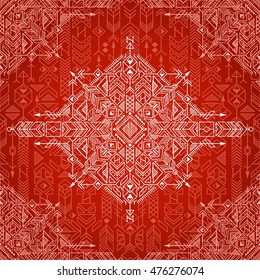 seamless ethnic pattern with native American motifs, vector