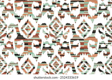 Seamless ethnic pattern of paisley and decorative floral branches. Indian motif. Vector background. "This content was created using vector drawing tools and software, not generated by AI"