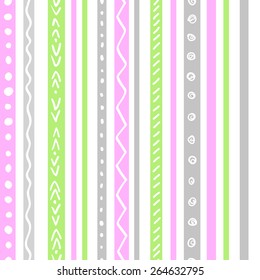 Seamless ethnic pattern with pastel color stripes. Repeat straight stripes texture background, vector.