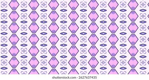 Seamless Ethnic Pattern with Purple and Pink Motifs