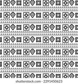 el patrón étnico sin costura repite el arte de ikat ogat elementos florales y geométricos textura de diseño tribal moderno en blanco y negro, vintage, tela, ropa de alfombra folk bordado Stitch fondo vectorial