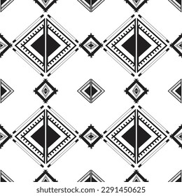 el patrón étnico sin costura repite el arte de ikat ogat elementos florales y geométricos textura de diseño tribal moderno en blanco y negro, vintage, tela, ropa de alfombra folk bordado Stitch fondo vectorial