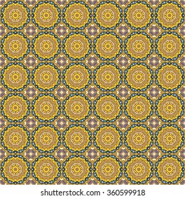 Seamless ethnic pattern with round hand drawn ornament