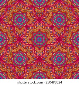 Seamless ethnic pattern of round ornaments. Mandala design. Can be used to print on fabric, paper, wallpaper and so on.