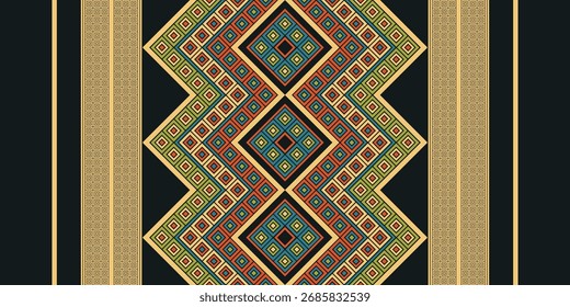 Seamless ethnic pattern with square shapes, squares, geometric pattern, folk, textile design, fabric print, paper print, repeat pattern.