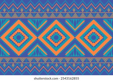 Seamless Ethnic Pattern Texture. Navajo Geometric Print, Rustic Decorative Ornament. Abstract Geometric Pattern. Native American Pattern Ornament for the design of Clothing