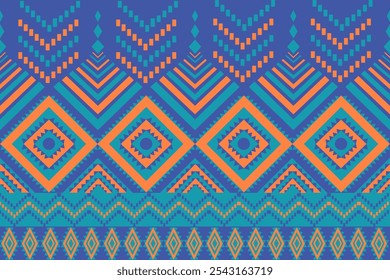 Seamless Ethnic Pattern Texture. Navajo Geometric Print, Rustic Decorative Ornament. Abstract Geometric Pattern. Native American Pattern Ornament for the design of Clothing
