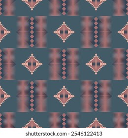 Seamless Ethnic Pattern Texture. Navajo Geometric Print, Rustic Decorative Ornament. Abstract Geometric Pattern. Native American Pattern Ornament for the design of Clothing