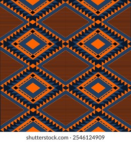 Seamless Ethnic Pattern Texture. Navajo Geometric Print, Rustic Decorative Ornament. Abstract Geometric Pattern. Native American Pattern Ornament for the design of Clothing