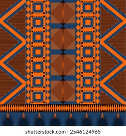 Seamless Ethnic Pattern Texture. Navajo Geometric Print, Rustic Decorative Ornament. Abstract Geometric Pattern. Native American Pattern Ornament for the design of Clothing