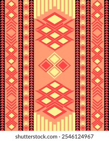 Seamless Ethnic Pattern Texture. Navajo Geometric Print, Rustic Decorative Ornament. Abstract Geometric Pattern. Native American Pattern Ornament for the design of Clothing