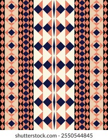 Seamless Ethnic Pattern Texture. Navajo Geometric Print, Rustic Decorative Ornament. Abstract Geometric Pattern. Native American Pattern Ornament for the design of Clothing