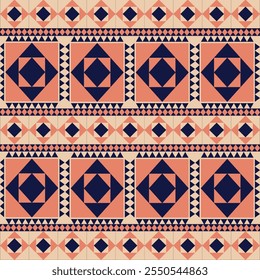 Textura De Patrón Étnico Sin Costuras. Impresión geométrica navajo, ornamento decorativo rústico. Patrón geométrico Abstractas. Ornamento de patrón nativo americano para el diseño de ropa