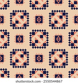 Textura De Padrão Étnico Sem Costura. Impressão Geométrica Navajo, Ornamento Decorativo Rústico. Padrão Geométrico Abstrato. Ornamento padrão nativo americano para o design de roupas