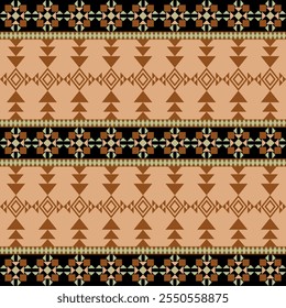 Textura De Patrón Étnico Sin Costuras. Impresión geométrica navajo, ornamento decorativo rústico. Patrón geométrico Abstractas. Ornamento de patrón nativo americano para el diseño de ropa
