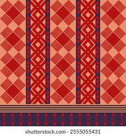 Seamless Ethnic Pattern Texture. Navajo Geometric Print, Rustic Decorative Ornament. Abstract Geometric Pattern. Native American Pattern Ornament for the design of Clothing