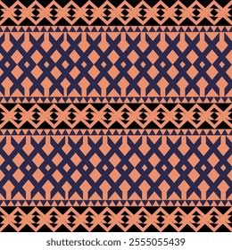 Seamless Ethnic Pattern Texture. Navajo Geometric Print, Rustic Decorative Ornament. Abstract Geometric Pattern. Native American Pattern Ornament for the design of Clothing