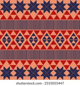 Seamless Ethnic Pattern Texture. Navajo Geometric Print, Rustic Decorative Ornament. Abstract Geometric Pattern. Native American Pattern Ornament for the design of Clothing
