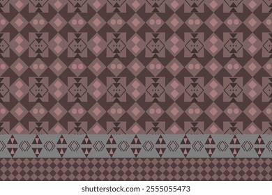 Seamless Ethnic Pattern Texture. Navajo Geometric Print, Rustic Decorative Ornament. Abstract Geometric Pattern. Native American Pattern Ornament for the design of Clothing