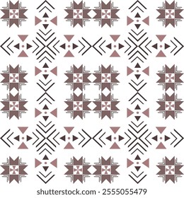 Seamless Ethnic Pattern Texture. Navajo Geometric Print, Rustic Decorative Ornament. Abstract Geometric Pattern. Native American Pattern Ornament for the design of Clothing