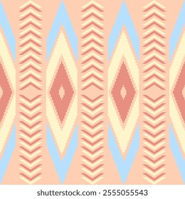 Seamless Ethnic Pattern Texture. Navajo Geometric Print, Rustic Decorative Ornament. Abstract Geometric Pattern. Native American Pattern Ornament for the design of Clothing