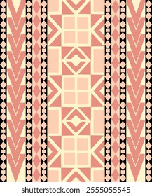 Seamless Ethnic Pattern Texture. Navajo Geometric Print, Rustic Decorative Ornament. Abstract Geometric Pattern. Native American Pattern Ornament for the design of Clothing