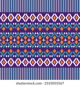 Seamless Ethnic Pattern Texture. Navajo Geometric Print, Rustic Decorative Ornament. Abstract Geometric Pattern. Native American Pattern Ornament for the design of Clothing