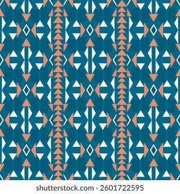 Seamless Ethnic Pattern Texture. Navajo Geometric Print, Rustic Decorative Ornament. Abstract Geometric Pattern. Native American Pattern Ornament for the Design of Clothing