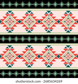 Textura De Patrón Étnico Sin Costuras. Impresión geométrica navajo, ornamento decorativo rústico. Patrón geométrico Abstractas. Ornamento de patrón nativo americano para el diseño de ropa