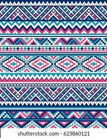 Seamless Ethnic pattern textures. Abstract Navajo geometric print.Rustic decorative ornament. Native American pattern. Pink &Blue colors.