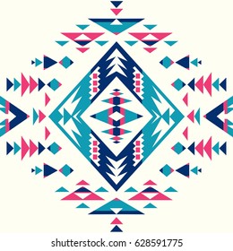 Seamless Ethnic pattern textures. Abstract Navajo geometric print. Rustic decorative ornament. Native American pattern. Pink & Blue colors.