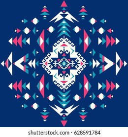 Seamless Ethnic pattern textures. Abstract Navajo geometric print. Rustic decorative ornament. Native American pattern. Pink & Blue colors.
