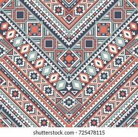 Seamless Ethnic pattern textures. Abstract Navajo geometric print.Rustic decorative ornament. Native American pattern. Gray and orange colors.