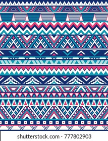 Seamless Ethnic pattern textures. Abstract Navajo geometric print.Rustic decorative ornament. Native American pattern. Pink & Blue colors.