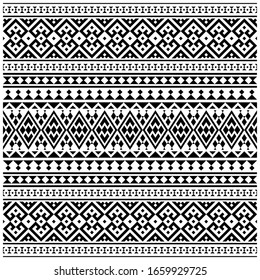 Seamless ethnic pattern. Traditional tribal pattern in black and white color