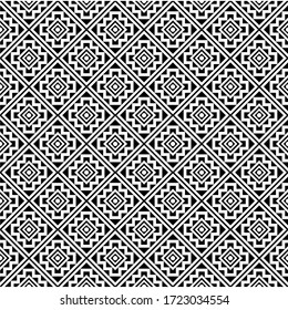 Seamless ethnic pattern tribal design vector in black white color. Illustration of abstract vector